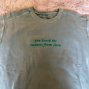 “you heard the rumors from inez” green folklore sweatshirt